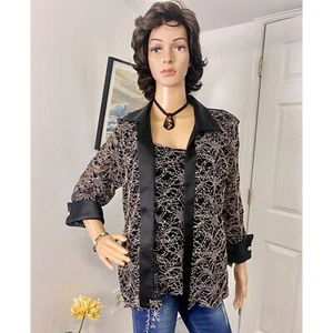 R & M Richards NEW tank shirt jacket lace sparkle sequin Size 14 - Picture 1 of 13