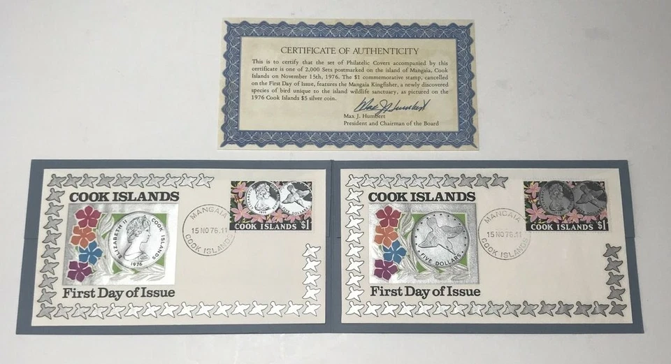 Cook Islands November 15 1976 First Day Of Issue Stamps Certificate Authenticity - Image 1 of 4
