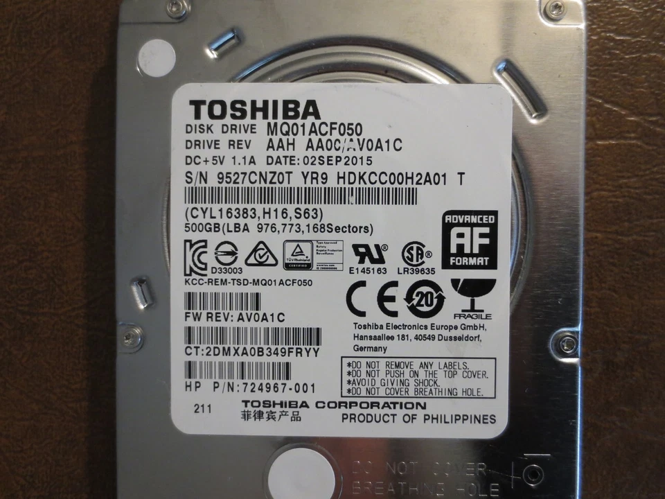 Toshiba MQ01ACF050 500 GB,Internal,7200 RPM,2.5 inch HD - Image 1 of 1
