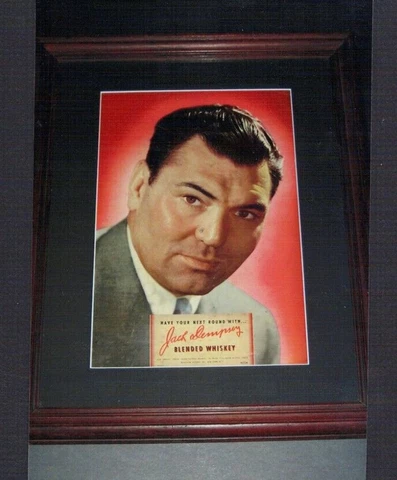 VERY RARE 1930s boxing champion JACK DEMPSEY framed whiskey display poster boxer Cover