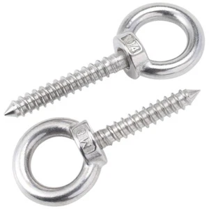 A2 Stainless Steel Lifting Eye Bolt Ring Eyelet Hooks Self Tapping Wood Screw - Picture 1 of 7