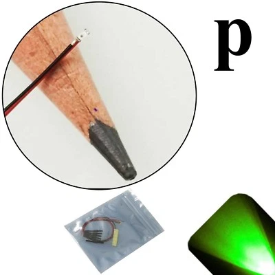 LIGHTHOUSE LEDS 10 x 12v 0402 1005 Pure Green Pico SMD LED Pre-Wired Light Soldered Leads 9v 5v