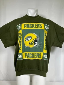 VTG Green Bay Packers NFL Franklin Sports Green Short Sleeve Sweatshirt Men's XL - Picture 1 of 12