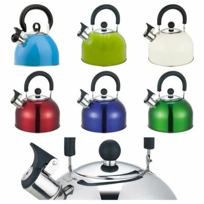 2.5L Stainless Steel Whistling Kettle Gas Electric Induction Hob Camping - Image 1 of 4