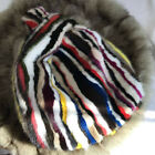 Multicolored stripes Real Mink Fur Handbag Bag Purse Wallets basket Pocket bag
