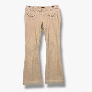 Vintage Corduroy Flare Pants Womens Size 8 Beige y2k 2000s 70s Hippie - Picture 1 of 14