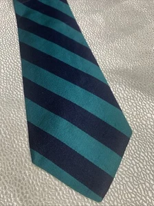 Marshall Fields Mens 100% Silk Tie Green/Teal? And  Black/dark Blue?Striped - Picture 1 of 6