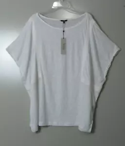 NWT NYDJ Optic White Linen Tee with Lace Detail Size 3X - Picture 1 of 6