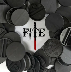 25 x 25mm bases round plain bases for Warhammer AOS Infinity RPG black plastic - Picture 1 of 4
