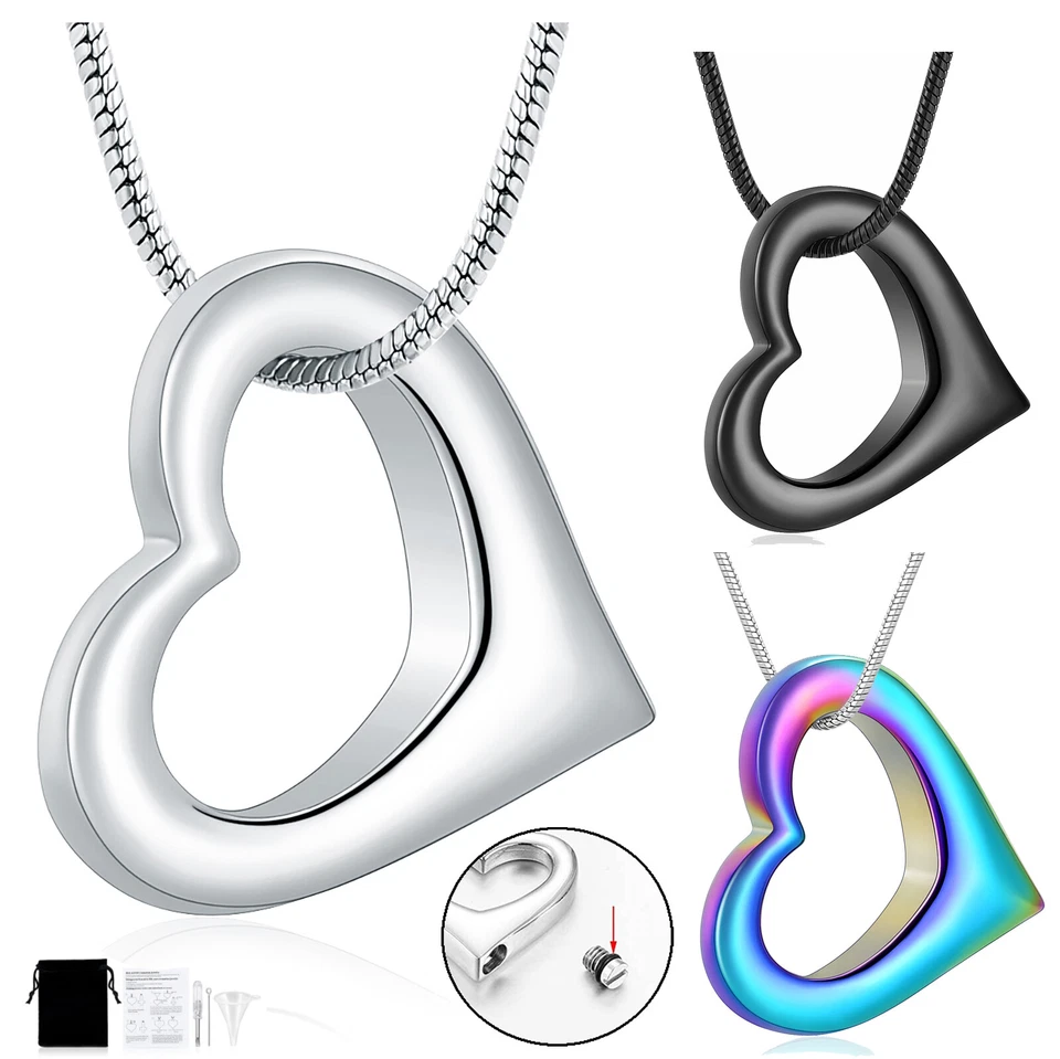 Herz Asche Anhänger Urnenketten Für Asche Kette Urne Halskette Für Asche Schmuck - Bild 1 von 4