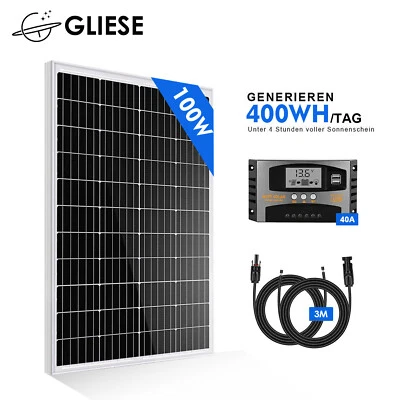 100W 12V Mono Solarpanel Solar Set Garten Camping Solarmodul für Wohnmobil Häuse - Bild 1 von 4