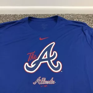2023 Atlanta Braves Shirt Nike Dri Fit Center Swoosh Blue Mens 4XL - Picture 1 of 10