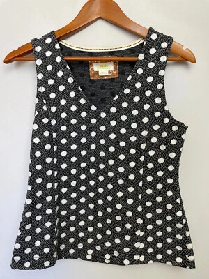 Maeve by Anthropologie 女式波点背心 S 码黑色白色 V 领 — 第 1/4 张图片