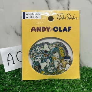 Peanuts Snoopy Flake Stickers ANDY AND OLAF 6 DESIGNS 4 PIECES 2021 JAPAN NEW - Picture 1 of 5