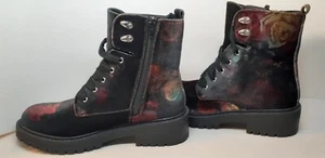 MADDEN GIRL Velvet Floral ALICE Combat Boots WOMEN'S 7.5M new store display - Picture 1 of 7