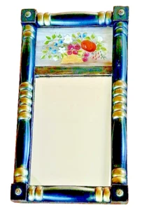 FEDERAL Split Column MIRROR w/ Reverse Painted Flowers & Fruits on Glass READ - Picture 1 of 21