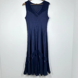 Komarov Navy Blue Women's Size XL Charmeuse & Chiffon Tiered Cocktail Dress - Bild 1 von 8