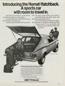 1973 AMC American Motors Hornet Hatchback Sports Car Family Vintage Print Ad - Picture 1 of 2