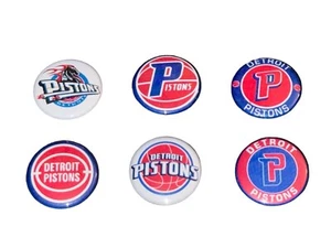 1" SET OF 6 DETROIT PISTONS BADGE BUTTON PINS PINBACK [P632] - Picture 1 of 2