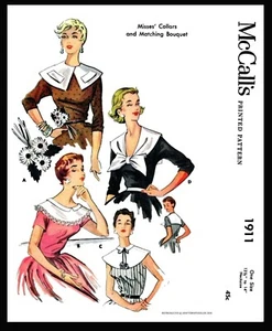 McCall's 1911 Pattern Unique BIG Collars 50s 1 Size Accessory - Picture 1 of 4