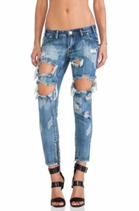Pantalones de mezclilla ajustados One X One Teaspoon para mujer azules Freebirds rasgados desgastados talla 26 - Imagen 1 de 10