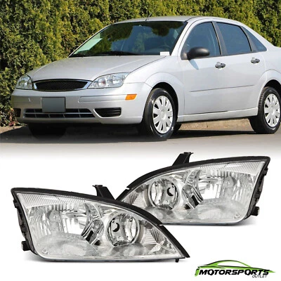 Pair For 2005-2007 Ford Focus Chrome Clear Headlights Replacement Left&Right Foto 1 de 4