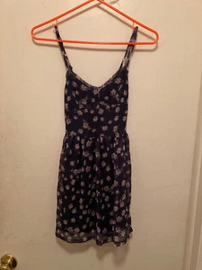 Abercrombie & Fitch Kids Dress Navy Blue w/Flowers Size M - Picture 1 of 3