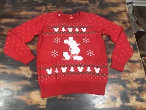 Disney Mickey Mouse Christmas Red & White Sweater Women’s Size L - Picture 1 of 10