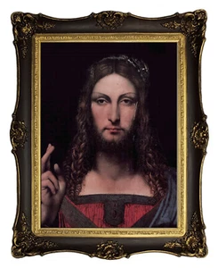 Salvator Mundi art Kunstwerk Deko Bild 50x40 Da vinci Mit Antik Rahmen Dav10 - Picture 1 of 2