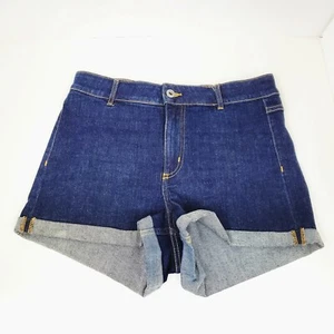 H&M Divided Womens Denim Blue Jean Shorts Cuffed Size 8 - Picture 1 of 7