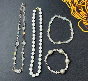 Beautiful Classic Clear Faux Pearl Assorted Beaded Bracelets and Necklaces - Picture 1 of 5