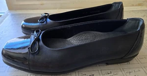 Ballerine SAS Coco slip on fiocco nere pelle premium vernice punta cappuccio taglia 9,5 N NUOVE - Foto 1 di 16