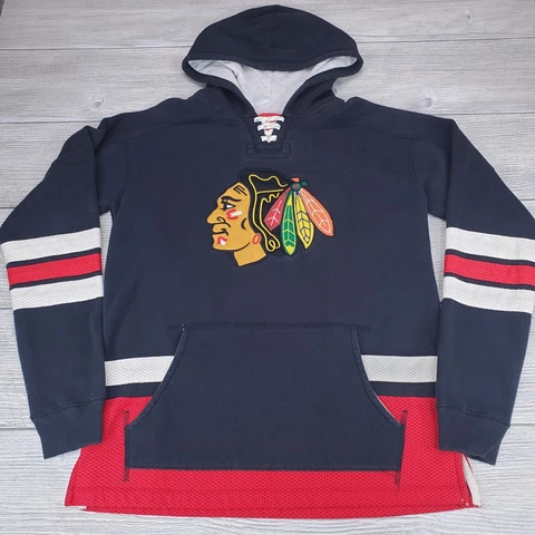 Chicago Blackhawks Jersey Hoodie Youth Boys X-Large 18 Black CCM Hockey Hooded Cover