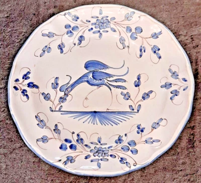 ancienne assiette plate en Faïence de Martres Tolosane Ibis Bleu - Photo 1/4
