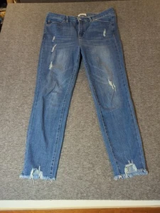 Nicole Miller Womens Soho High Rise Ankle Skinny Jeans 8 Blue Distressed Denim - Picture 1 of 13