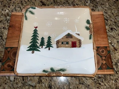 St. Nicholas Square Heartland Platter Christmas Winter Scene - Image 1 of 4