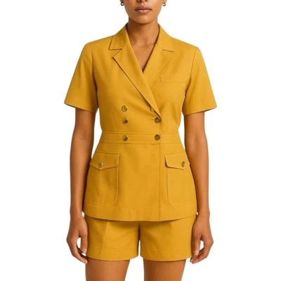 Vintage Mondi Size 44 Blazer & Shorts Set Sunshine Yellow Coastal Old Money Mod - Image 1 of 4