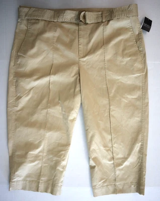 Lauren Ralph Lauren WMN Sz 16W Beige Micro-Sand Twill Belted Wide Leg Pants $125 - Image 1 of 4