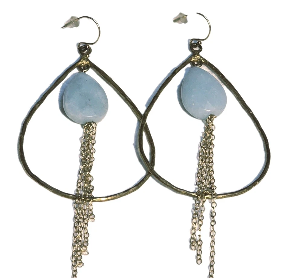 Pendientes circulares de piedras preciosas con borlas colgantes amazonita Laura Elizabeth Chrissy Foto 1 de 4