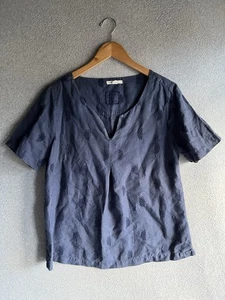 White Stuff Tunika Damen 12 marine Leinen Popover Lagenlook bestickt Oversize - Bild 1 von 9