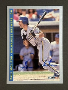 Paul Molitor Autograph Signed 1993 Fleer Milwaukee Brewers - Picture 1 of 1
