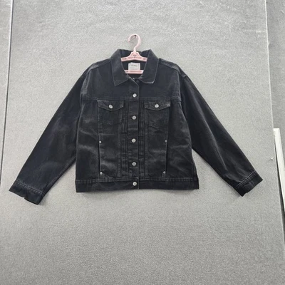 Old Navy Women Jacket XL Black Denim Jacket Trucker Button Long Sleeve - Image 1 of 4