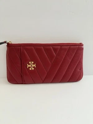 Cartera de teléfono Tory Burch Kira Chevron acolchada de cuero roja usada en excelente estado Foto 1 de 4