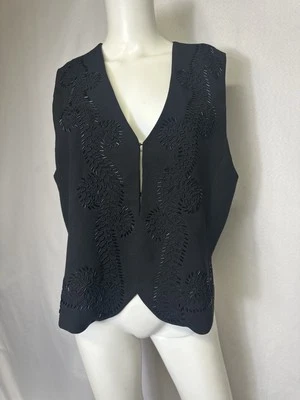 CHALECO VINTAGE ALFRED DUNNER TALLA 14 NEGRO CON CUENTAS Foto 1 de 4