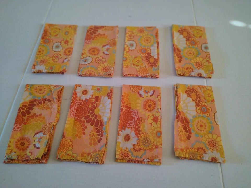 Orange flowered cloth napkins, set of 8, 19 x 18 in. - Image 1 of 1