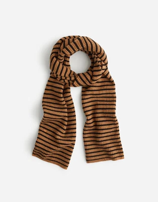 Madewell Wool Waffle-Knit Stripe rectangular scarf in hthr caramel stripe NWT - Image 1 of 4