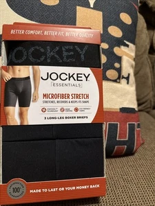 Mens 3-Pack Jockey Microfiber Stretch Moisture Wick Cool Long Leg Boxer Briefs M - Picture 1 of 2