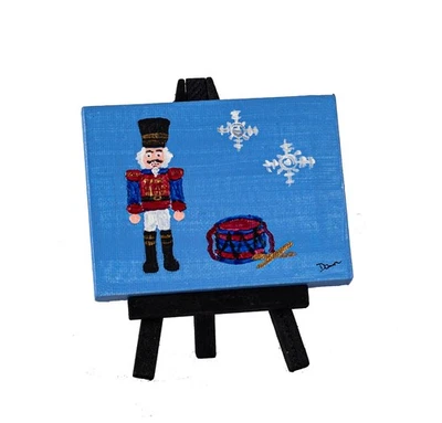 Pintura de arte de mesa original "El Cascanueces I" con comadreja de Dawn M. Wayand Foto 1 de 3