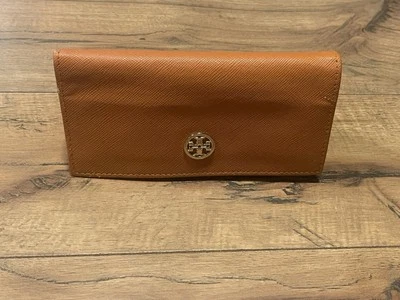 Tory Burch Orange Sunglass Case Eyeglass Pouch Reading Eyeglasses Holder Logo - Image 1 of 4