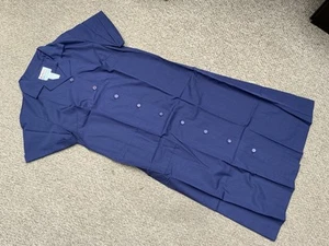 RARE DUCHESS DRESS WORKWEAR DRESS VINTAGE NEW UK 12 FRONT BUTTON DEEP BLUE - Picture 1 of 6